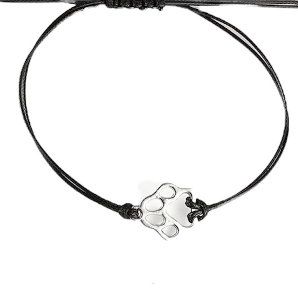 Stainless Steel Paw Print Adjustable Rope Bracelet - Picture 3 of 16